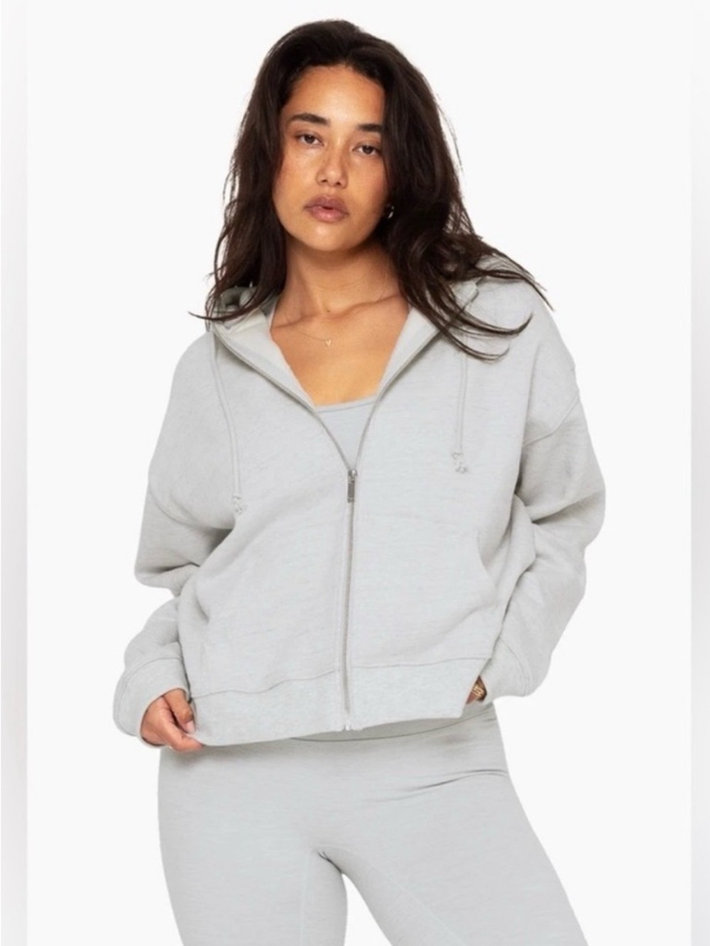 SET ACTIVE Heather Grey Zip Up Hoodie